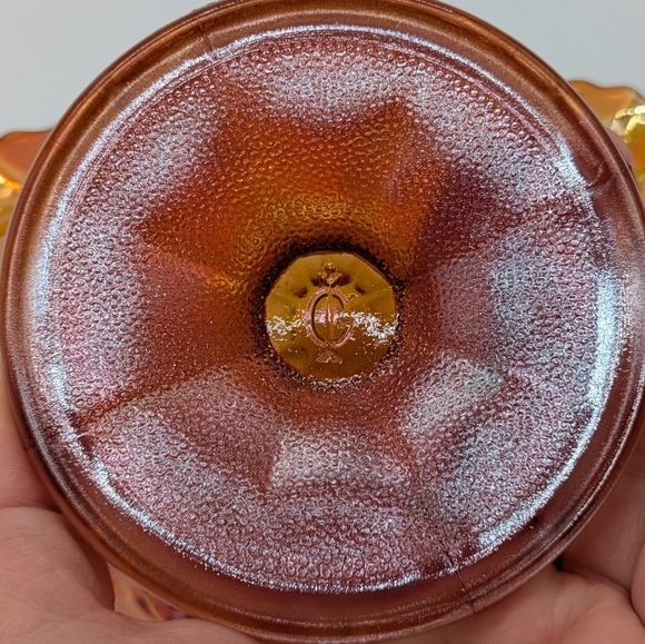 Vintage Carnival Glass Marigold Iridescent Footed Compote Fruit Bowl Dish - Picture 6 of 9